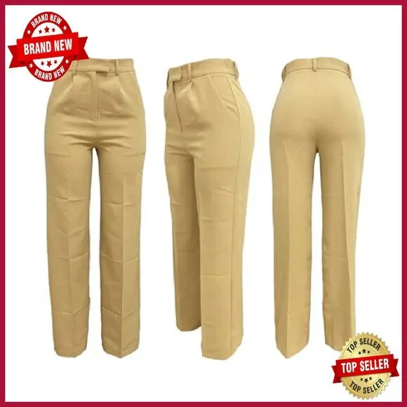 High Waisted Wide Leg Dress Pants Business Slacks Straight Leg Work - Picture 7 of 8